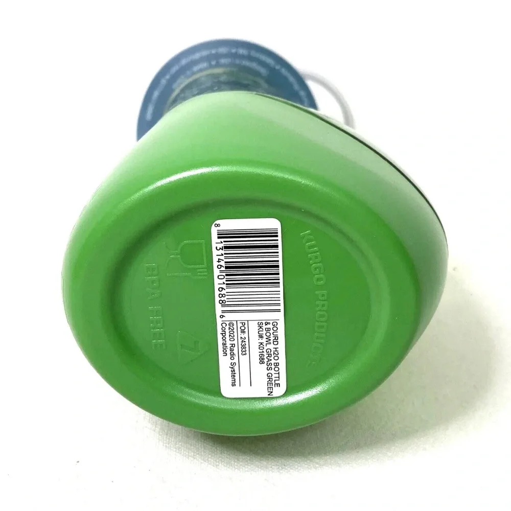 Kurgo Gourd H2O PET Travel Water Bottle & Bowl Grass Green DOG /CAT PBA Free NEW